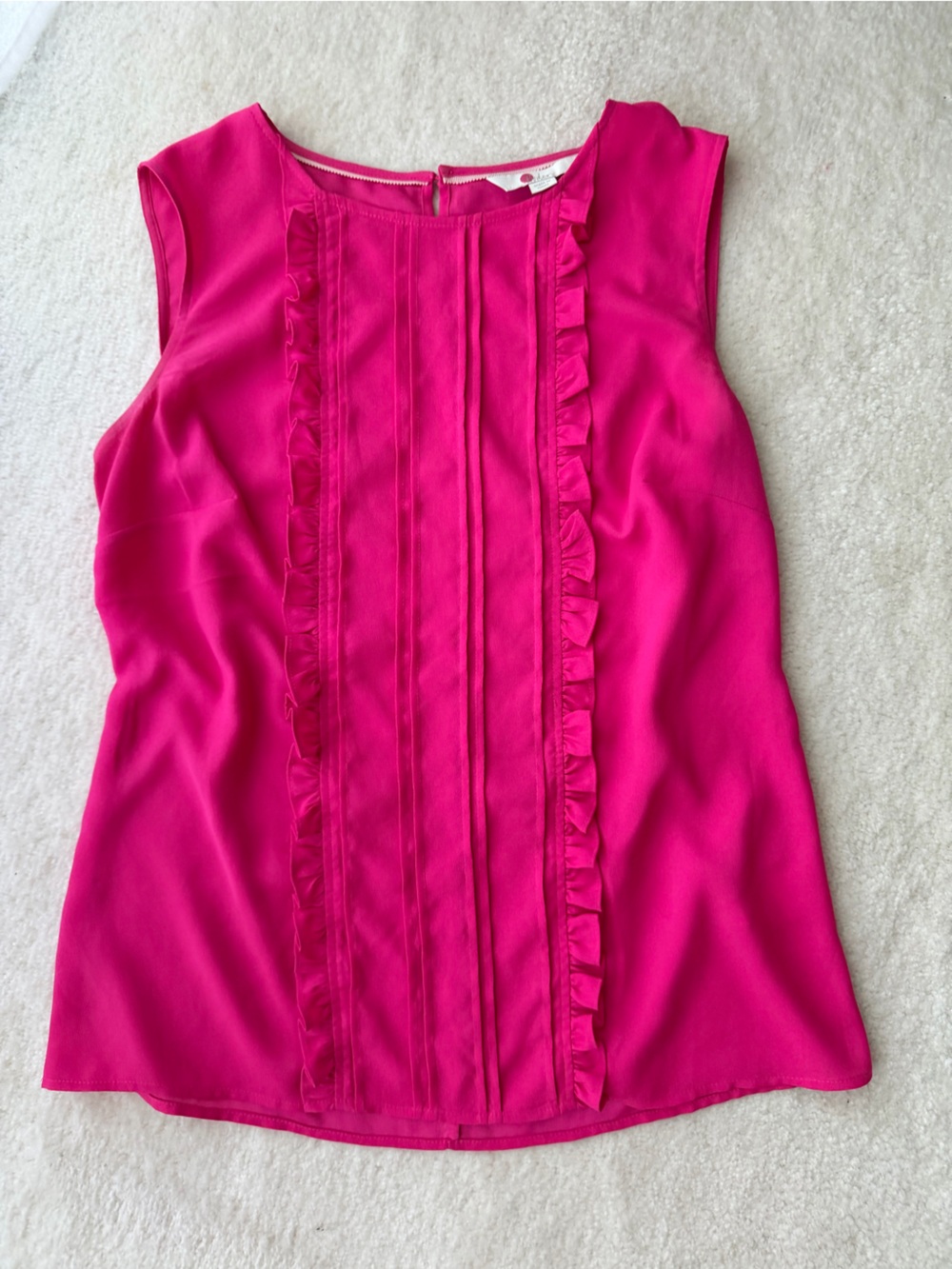 Boden Sleeveless Ruffle-Front Shell Top Hot Pink Blouse